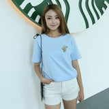 Little Flower Emboridered Tee - Ulzzang Studio