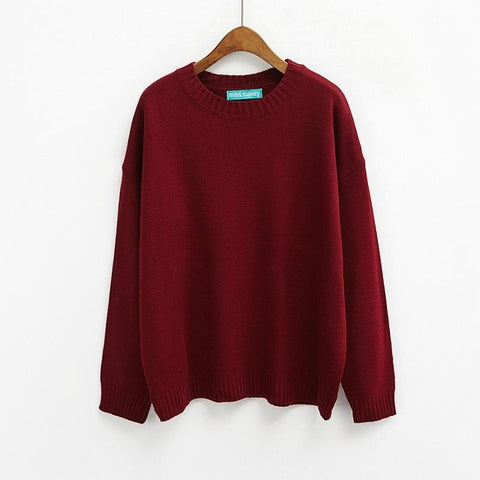 Basic Long Sleeve Sweater - Ulzzang Studio