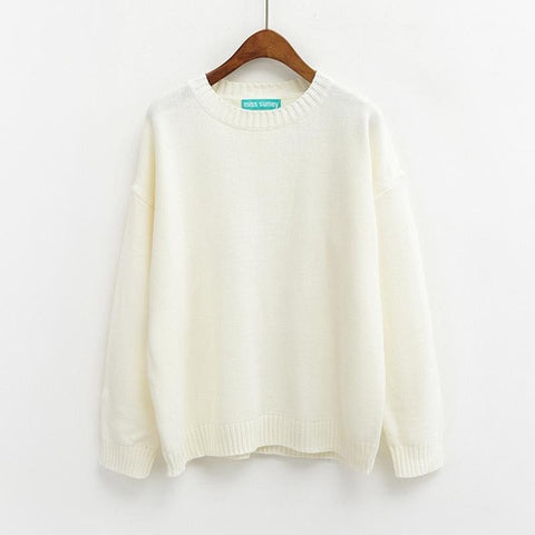 Basic Long Sleeve Sweater - Ulzzang Studio