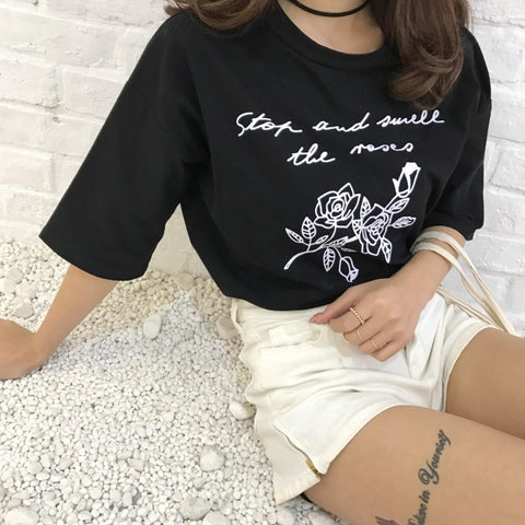 Rose Basic Tee - Ulzzang Studio