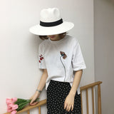 Flower Embroidered Tee - Ulzzang Studio