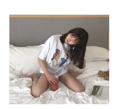 Printed Retro Tee - Ulzzang Studio