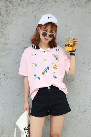 Space Explorer Patches Fun Top - Ulzzang Studio