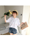 Embroidered Heart Top - Ulzzang Studio