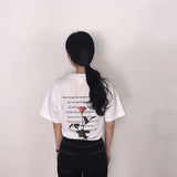 White Halajuku Poem Rose Tee - Ulzzang Studio