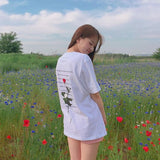 White Halajuku Poem Rose Tee - Ulzzang Studio