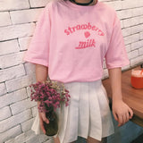 Japanese Kawaii Strawberry Milk Pink Tee - Ulzzang Studio