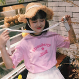 Japanese Kawaii Strawberry Milk Pink Tee - Ulzzang Studio