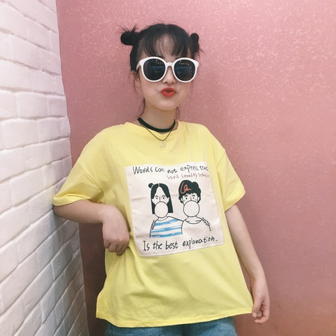 Love Statement Yellow Tee - Ulzzang Studio