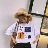 Cartoon Patches Tee - Ulzzang Studio