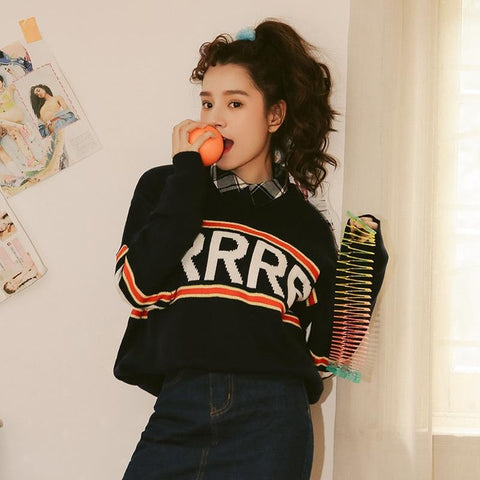 Colorful Old School Long Sleeve Sweater - Ulzzang Studio