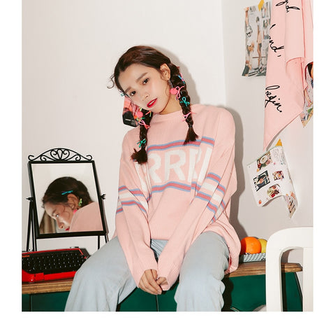 Colorful Old School Long Sleeve Sweater - Ulzzang Studio