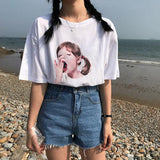 Character Printed Aesthetic White Tee - Ulzzang Studio