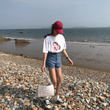 Character Printed Aesthetic White Tee - Ulzzang Studio