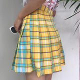 Rainbow Harajuku Kawaii Plaid Skirt - Ulzzang Studio