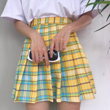 Rainbow Harajuku Kawaii Plaid Skirt - Ulzzang Studio