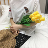 Flower Embroidered Tee - Ulzzang Studio