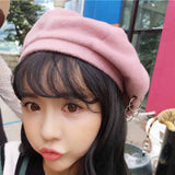 Women Chain Ring Wool Beret Hat - Ulzzang Studio