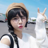 Women Chain Ring Wool Beret Hat - Ulzzang Studio