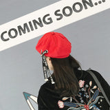 Women Chain Ring Wool Beret Hat - Ulzzang Studio