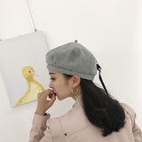 Women Chain Ring Wool Beret Hat - Ulzzang Studio