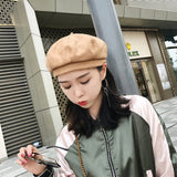 Women Chain Ring Wool Beret Hat - Ulzzang Studio