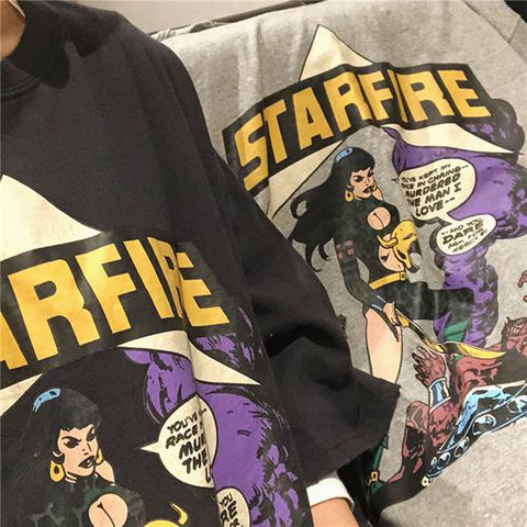 Cartoon Printed Casual Tee - Ulzzang Studio